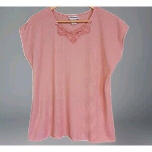 Alice Stuart Top Size Small Pull Over Round Lace Neck Sleeveless Casual Career